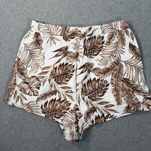 Better / Together Women's Large High Rise Brown Tropical Leaf Shorts Summer